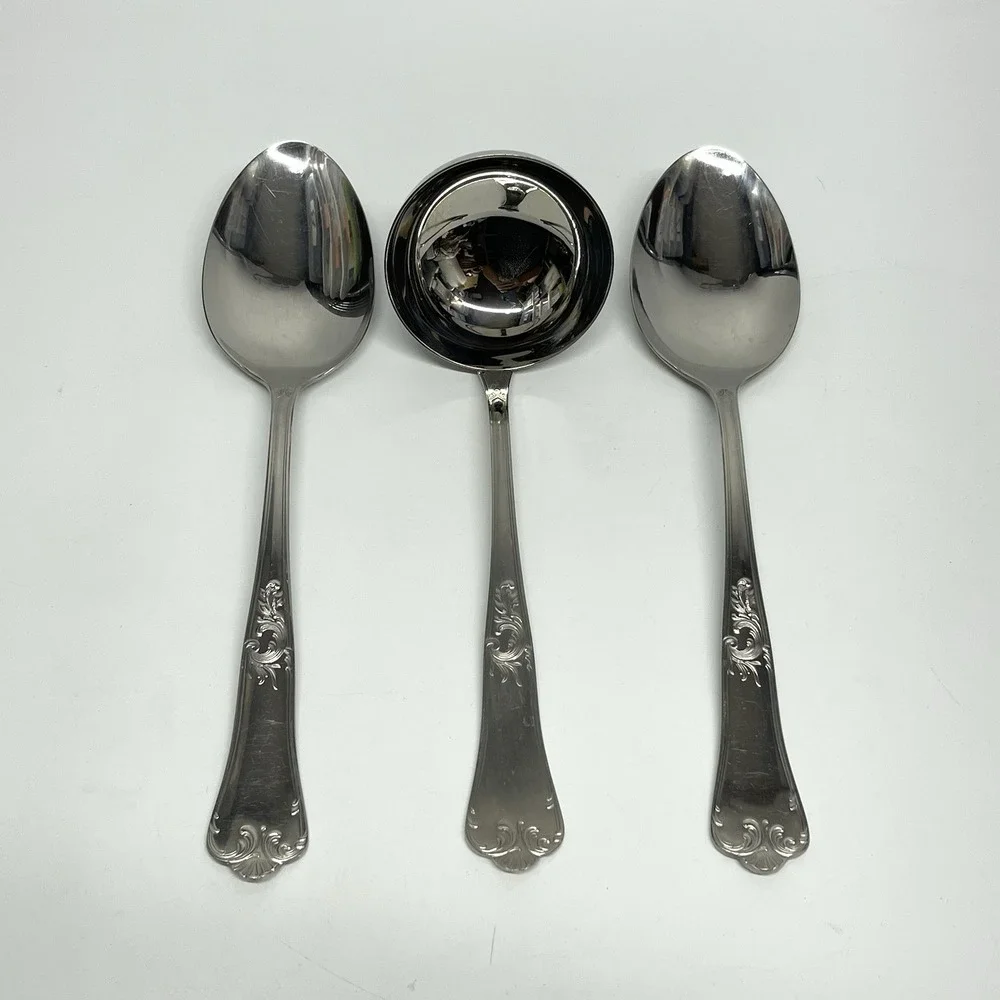 Hercules Inox Platinox Serving Set 18/8 Stainless Flatware Classique Pattern Vtg